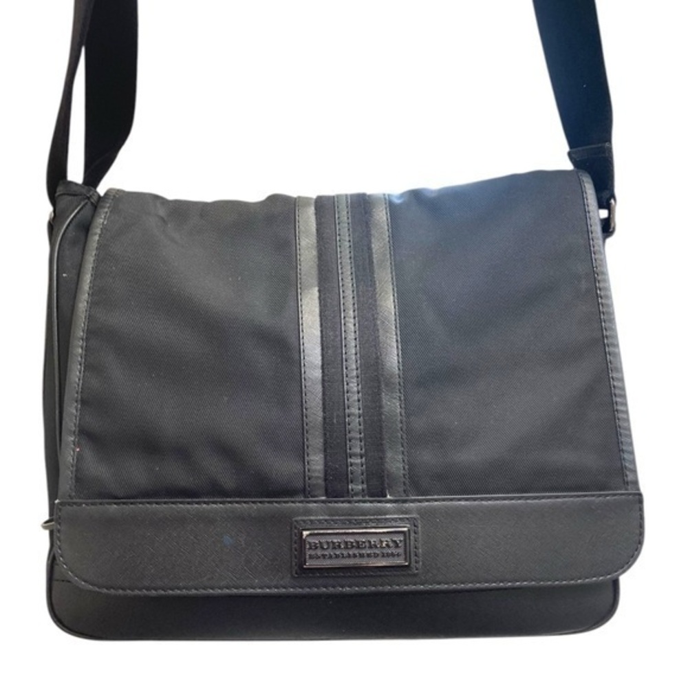 Burberry Black nylon & leather laptop briefcase Messenger Bag